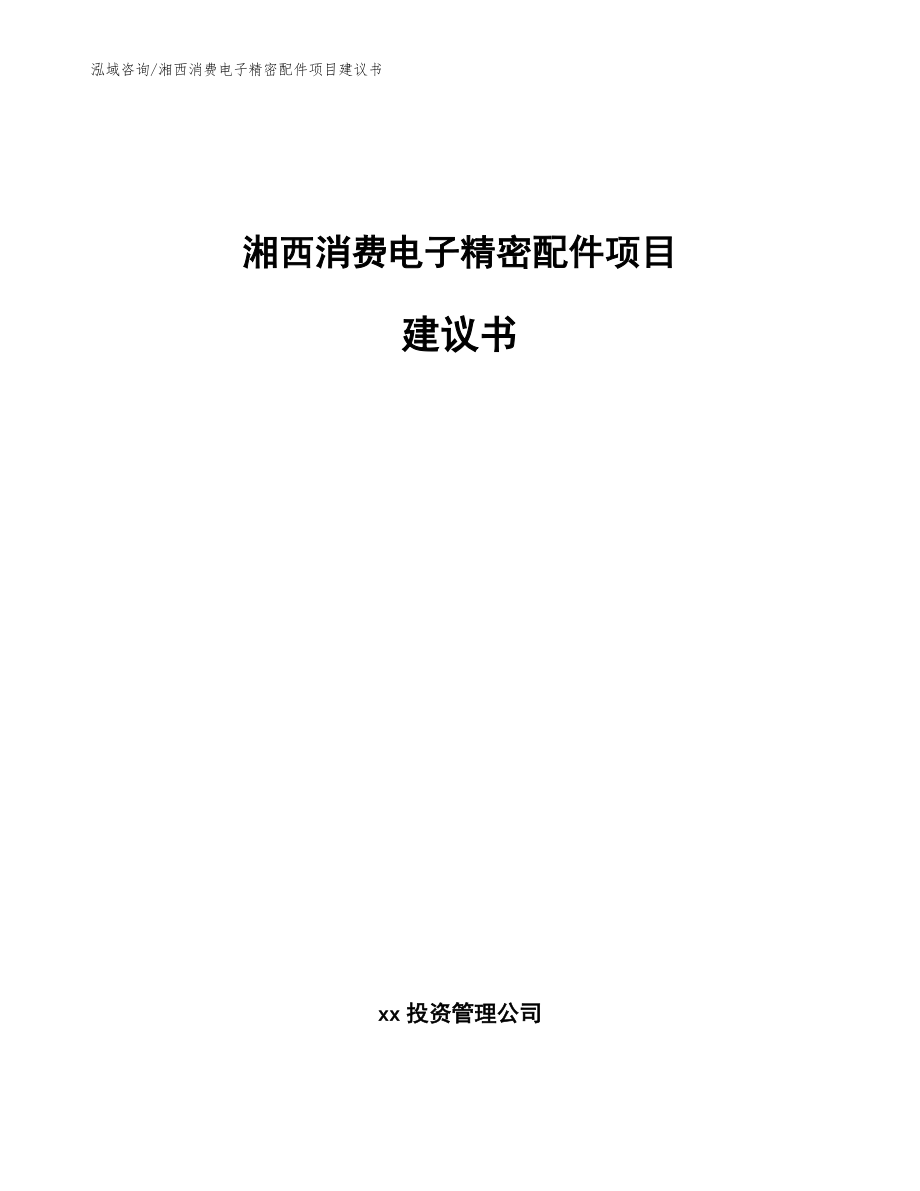 湘西消费电子精密配件项目建议书范文模板_第1页
