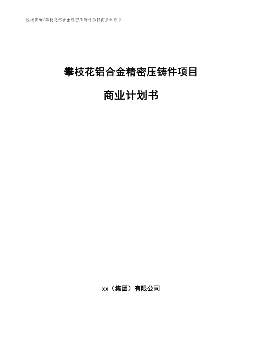 攀枝花铝合金精密压铸件项目商业计划书_范文模板_第1页