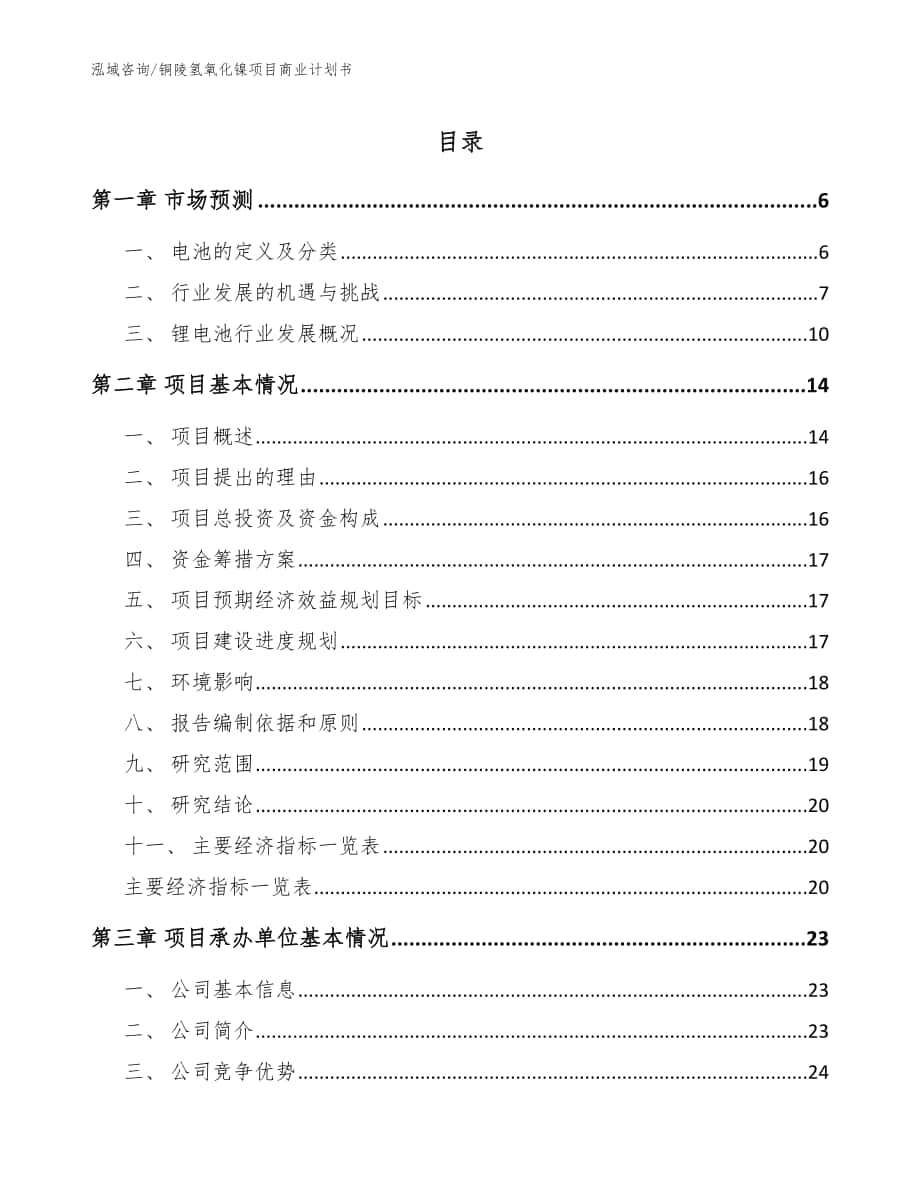 铜陵氢氧化镍项目商业计划书【模板】_第1页