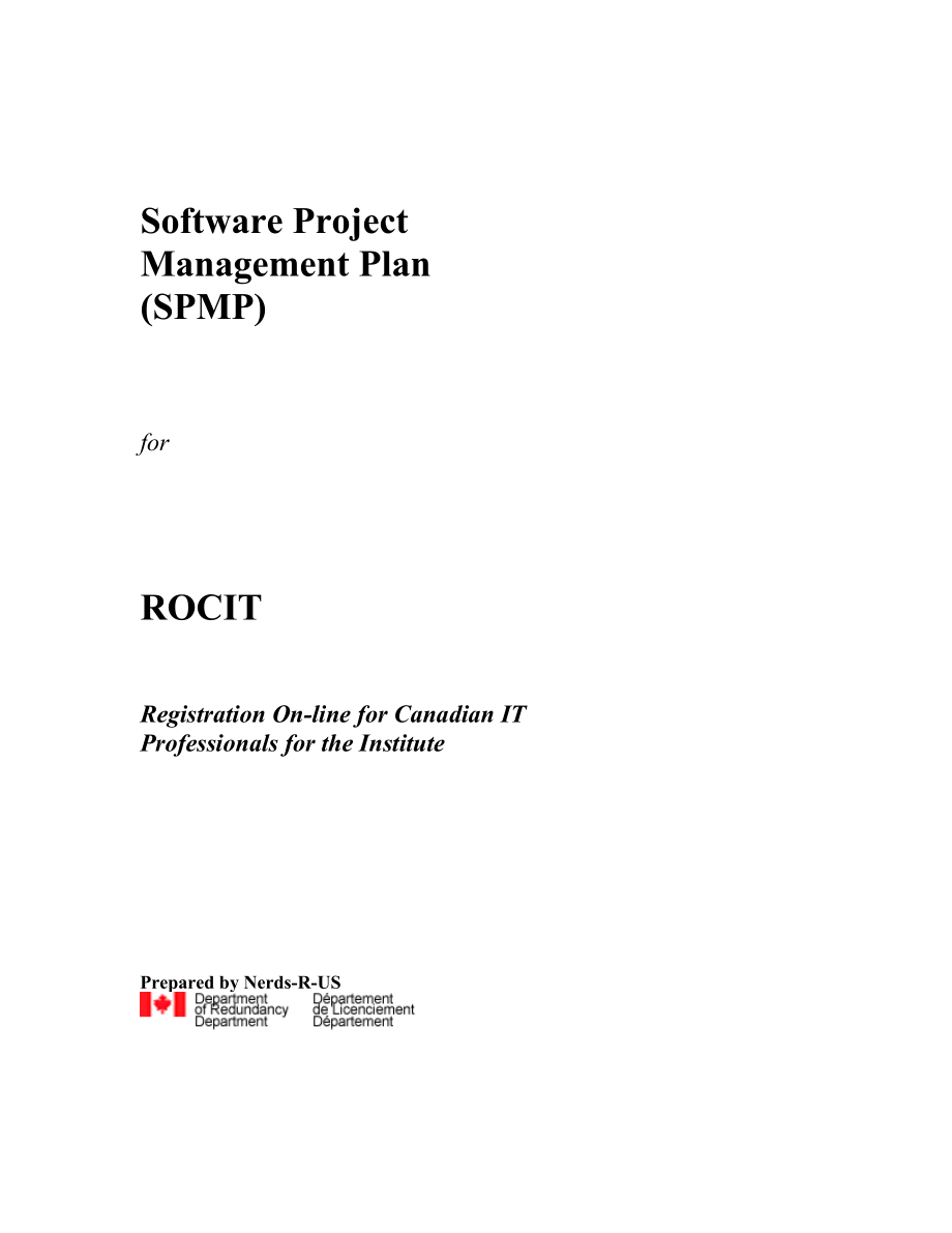 Example project management plan - Title Page_第1页