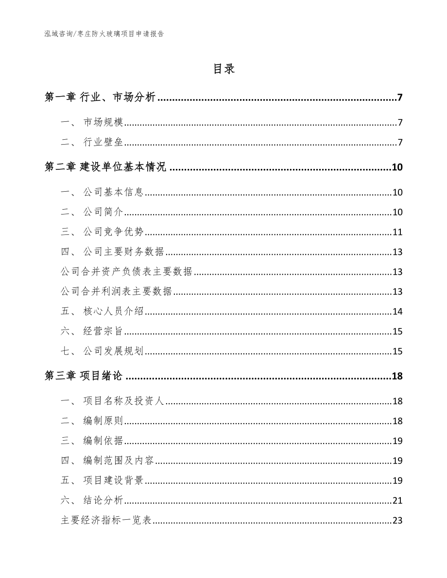枣庄防火玻璃项目申请报告_模板范文_第1页