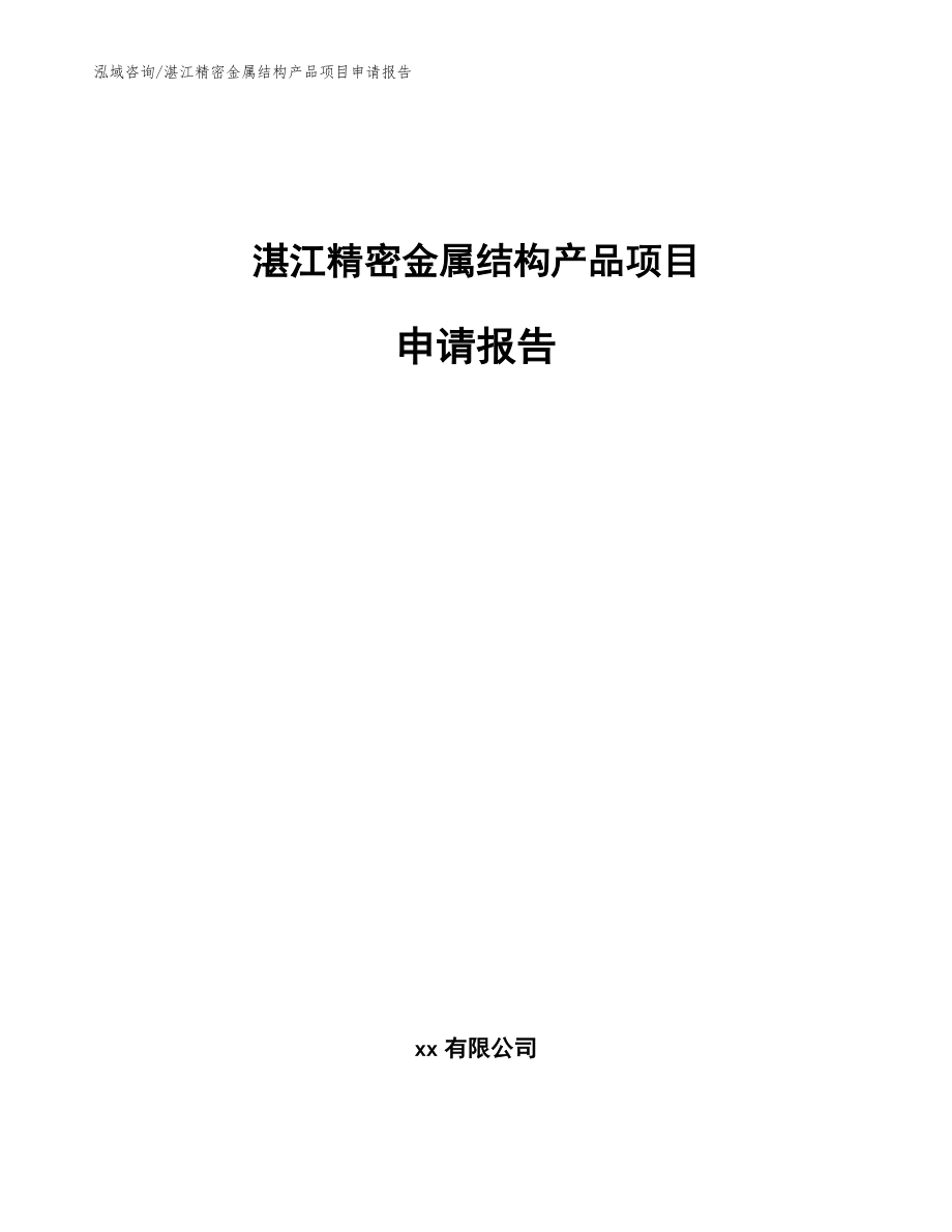 湛江精密金属结构产品项目申请报告范文模板_第1页