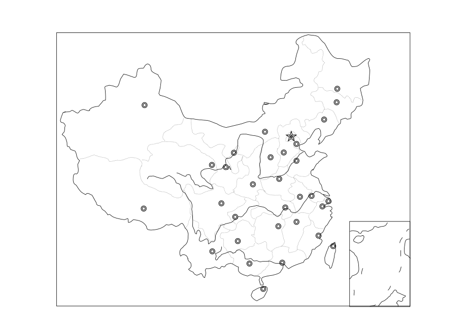 中国轮廓图政区图
