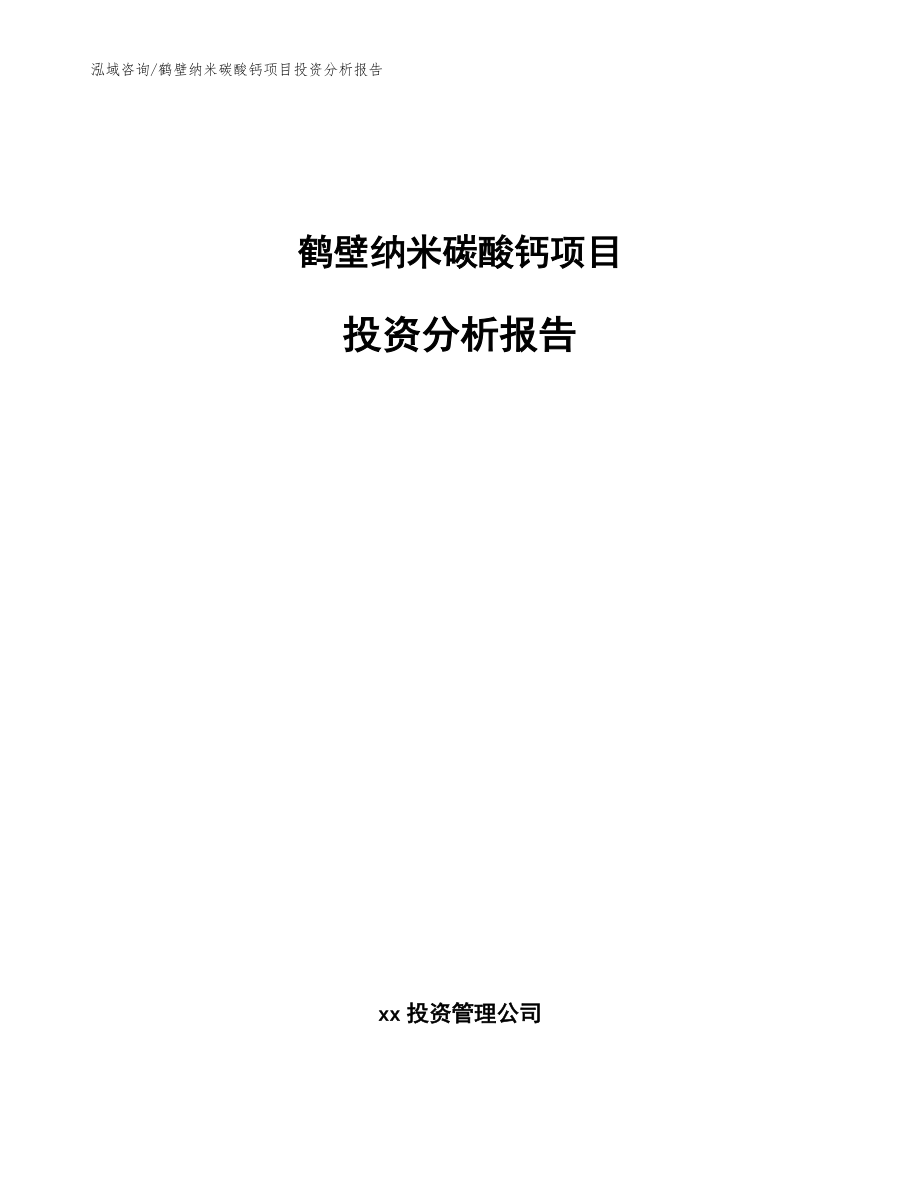 鹤壁纳米碳酸钙项目投资分析报告（参考模板）_第1页