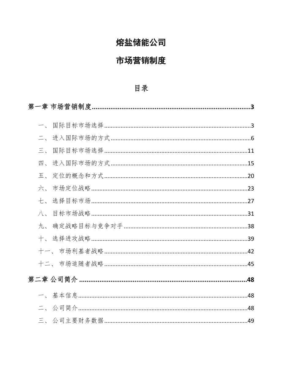 熔盐储能公司市场营销制度_第1页