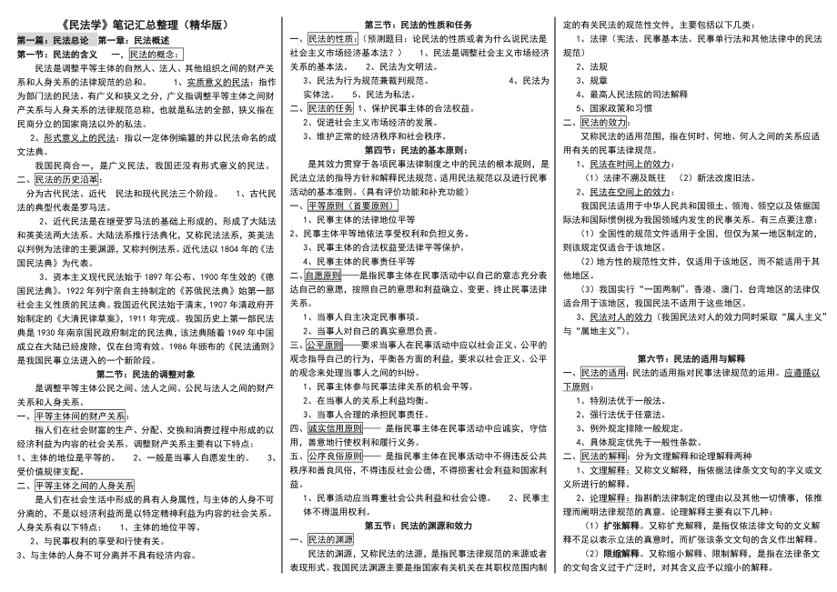 5973948870中央电大民法学期末重点考试小抄微缩打印版.doc_第1页