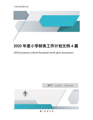 2020年度小学财务工作计划文档4篇
