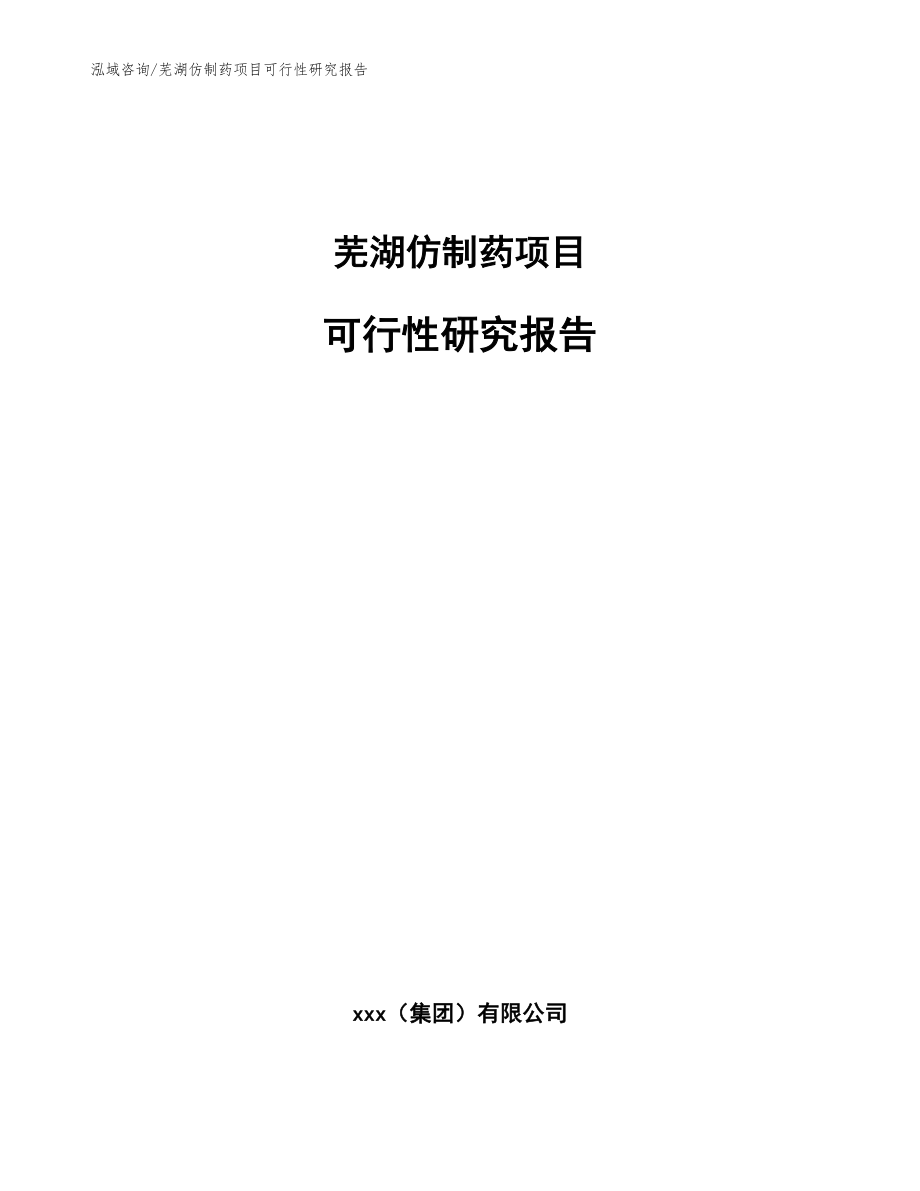 芜湖仿制药项目可行性研究报告【范文参考】_第1页
