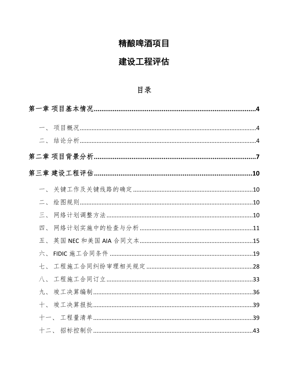 精酿啤酒项目建设工程评估【参考】_第1页