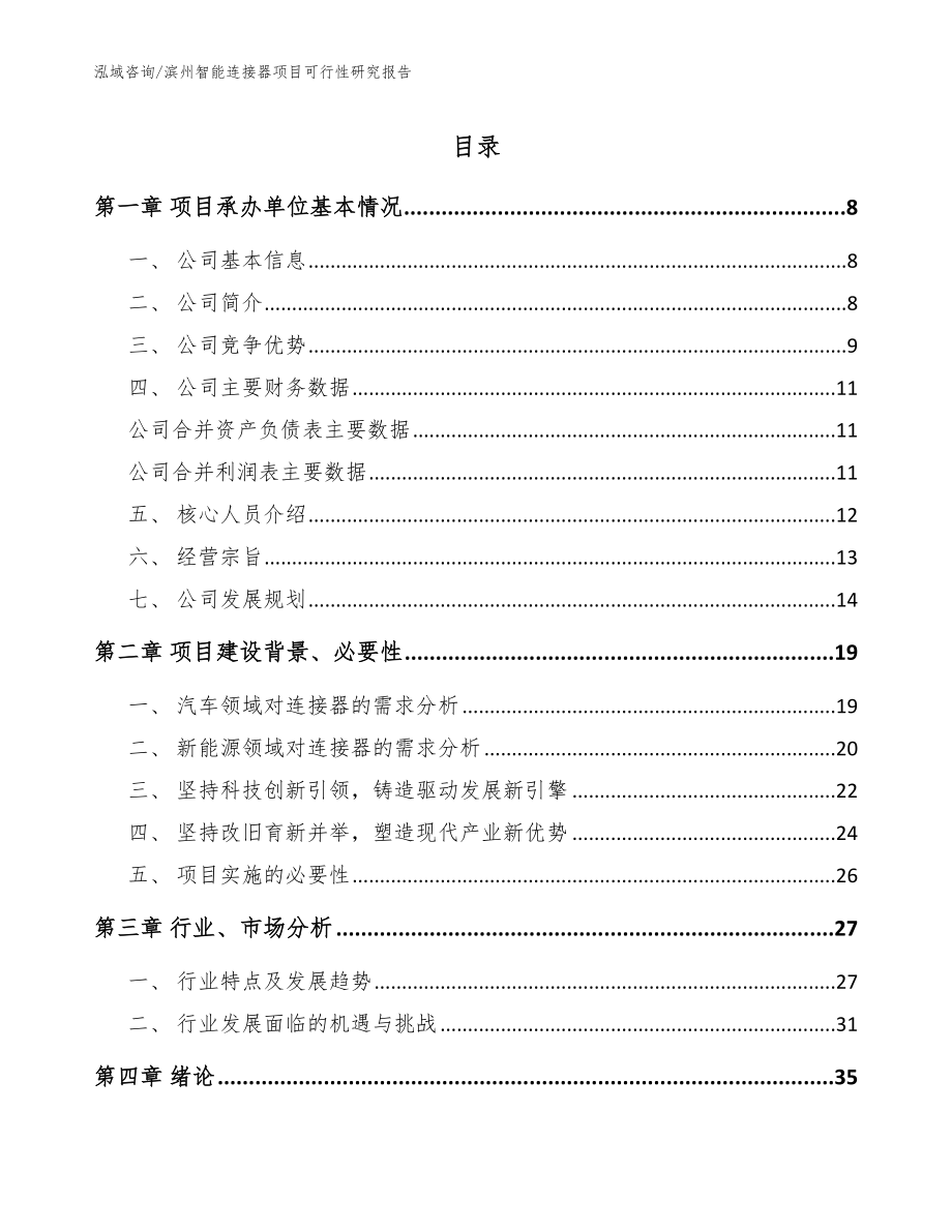 滨州智能连接器项目可行性研究报告【范文参考】_第1页