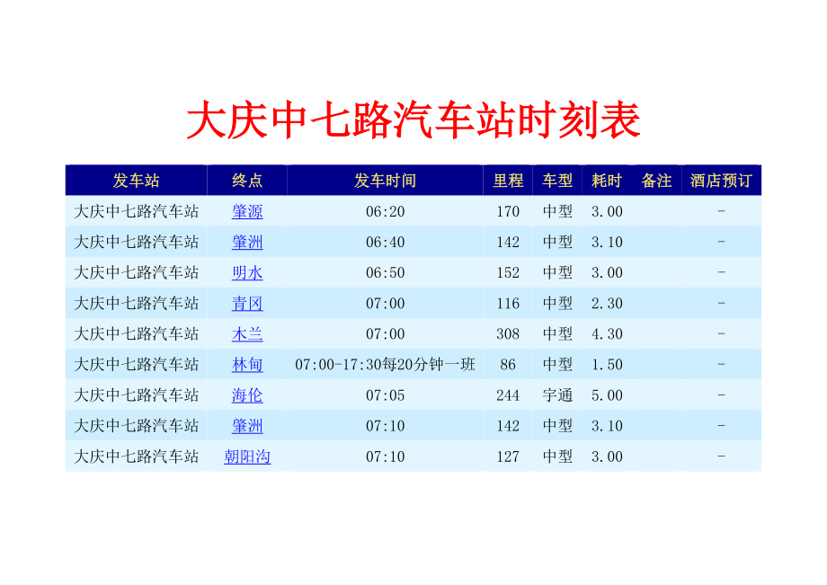 大庆中七路汽车站时刻表Word_第1页