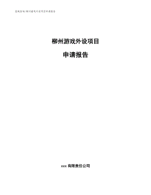 柳州游戏外设项目申请报告【范文模板】