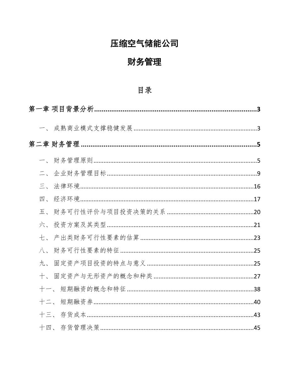 压缩空气储能公司财务管理（参考）_第1页