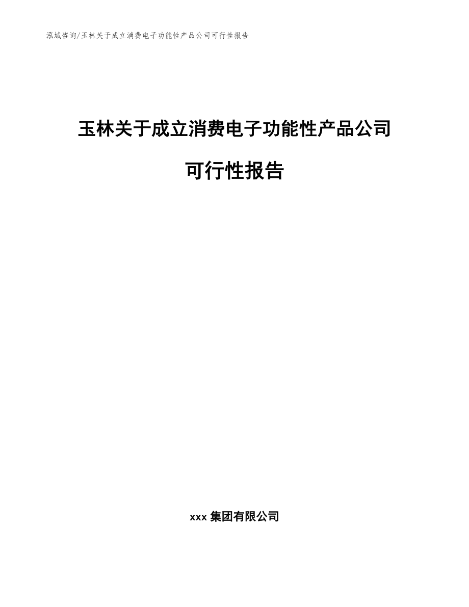 玉林关于成立消费电子功能性产品公司可行性报告_范文模板_第1页