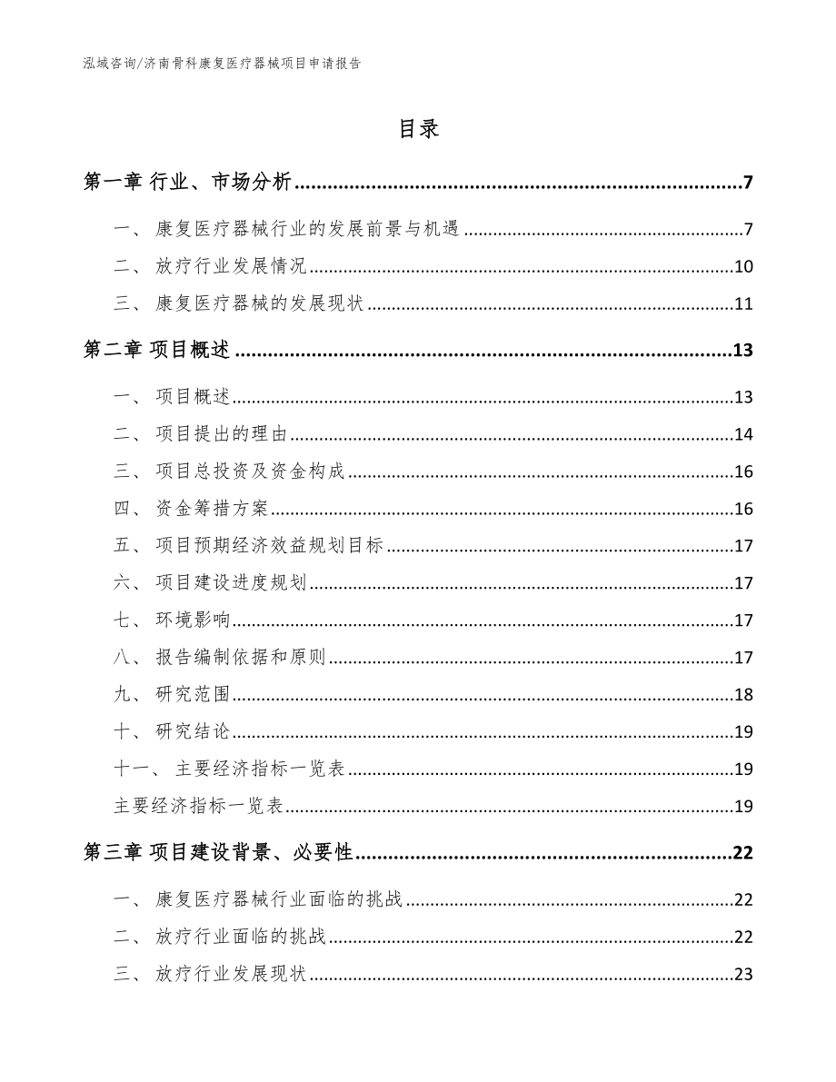 济南骨科康复医疗器械项目申请报告【范文参考】_第1页