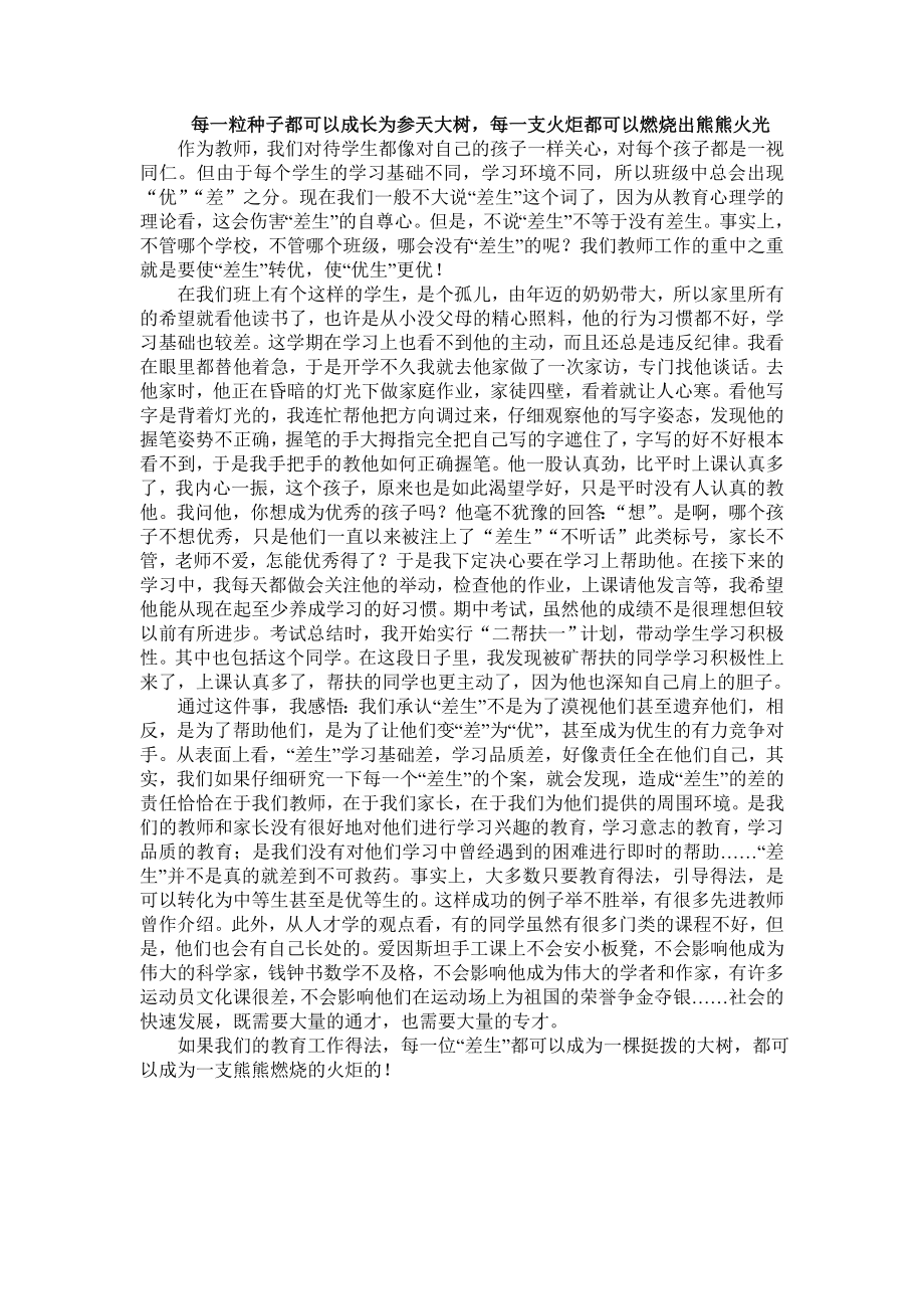 每一粒种子都可以成长为参天大树每一支火炬都可以燃烧出熊熊火光_第1页