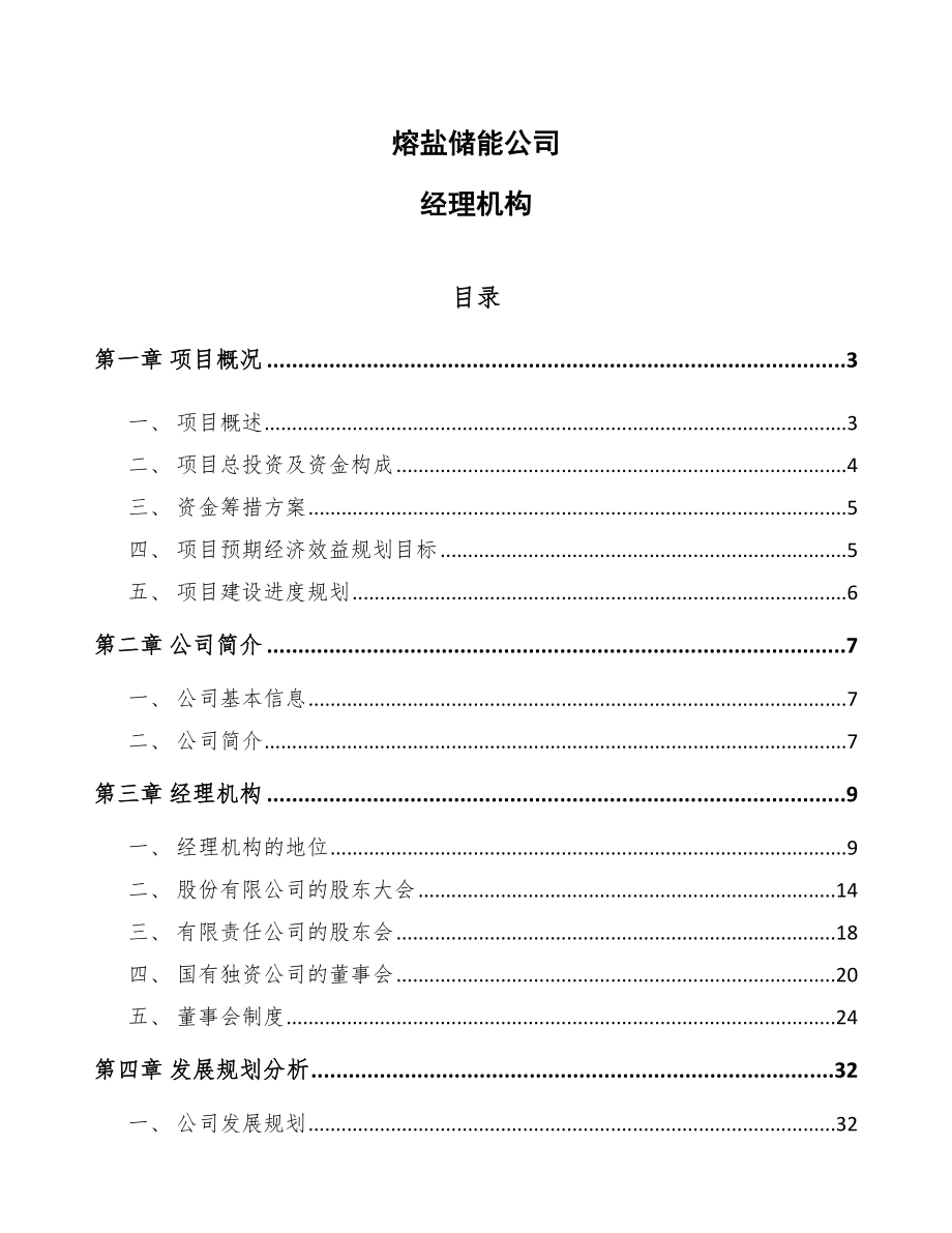 熔盐储能公司经理机构_范文_第1页