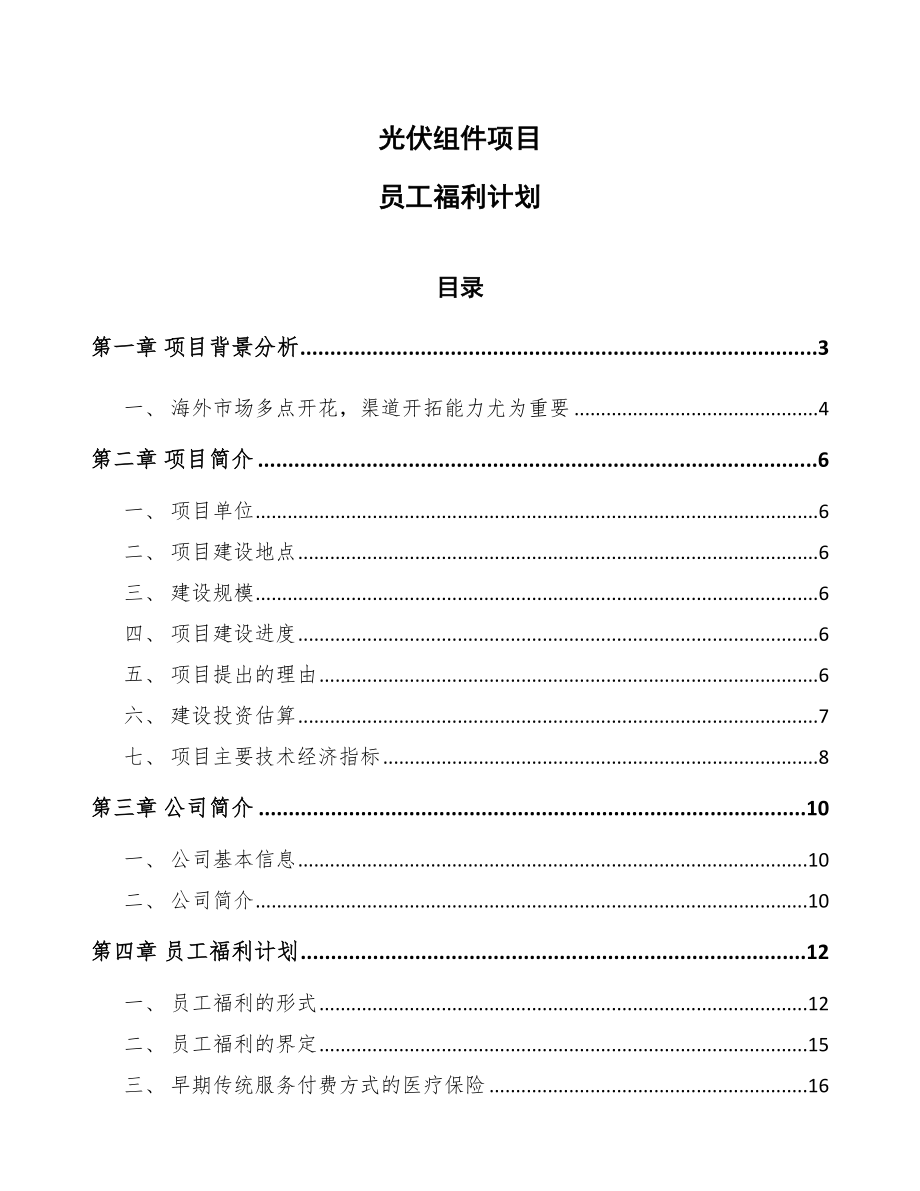 光伏组件项目员工福利计划_参考_第1页