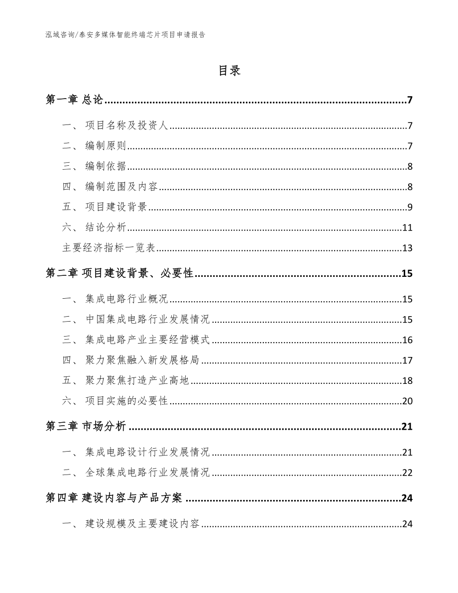 泰安多媒体智能终端芯片项目申请报告【范文模板】_第1页