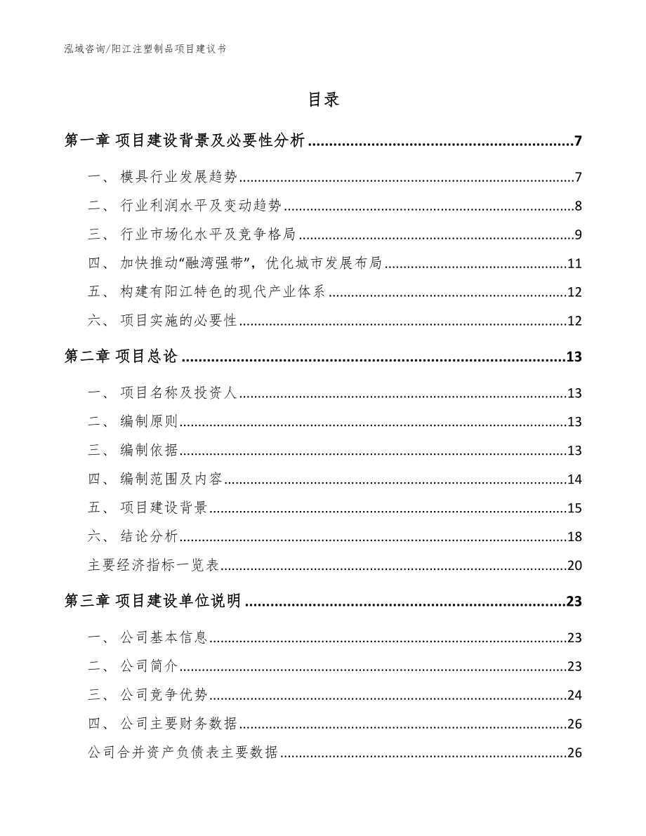 阳江注塑制品项目建议书（范文）_第1页