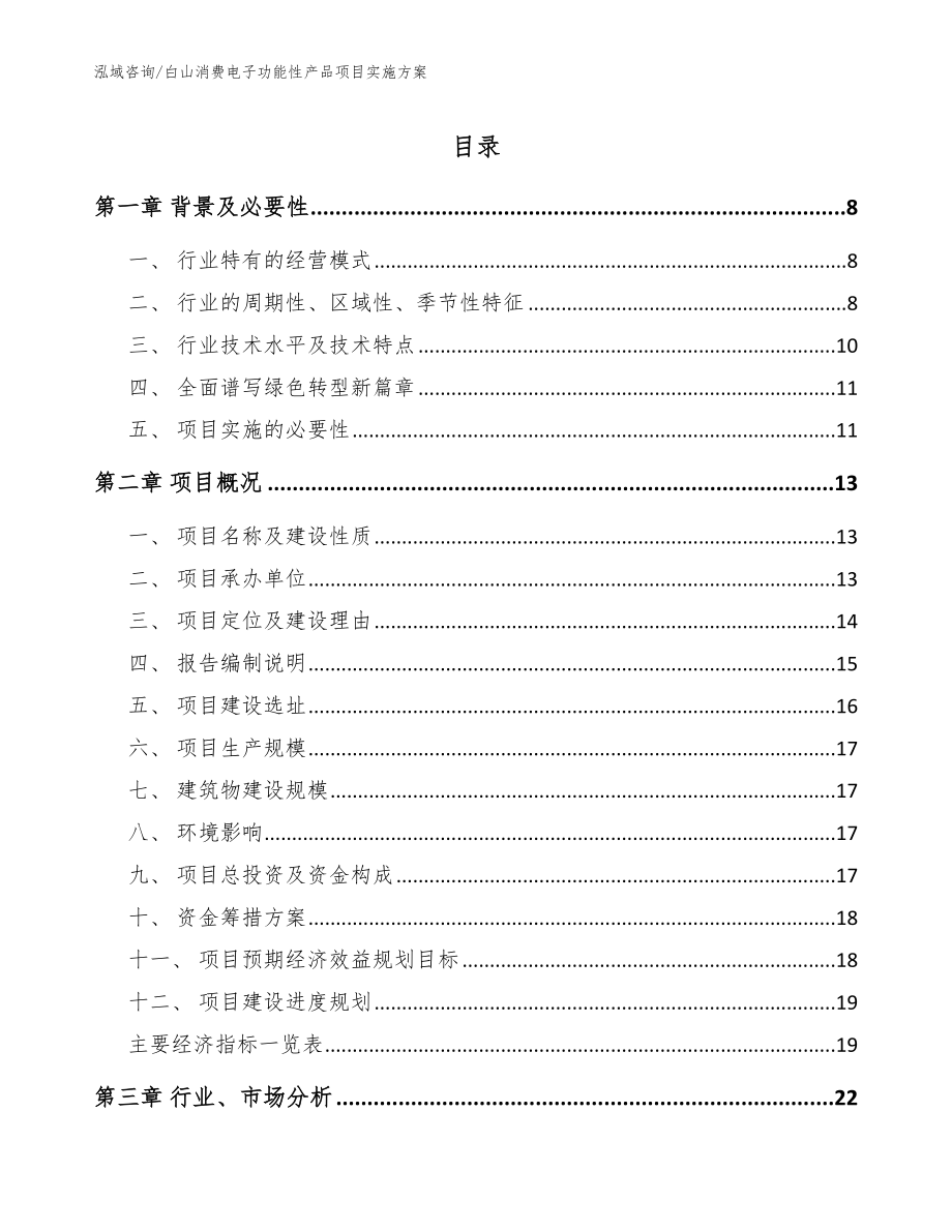 白山消费电子功能性产品项目实施方案范文参考_第1页