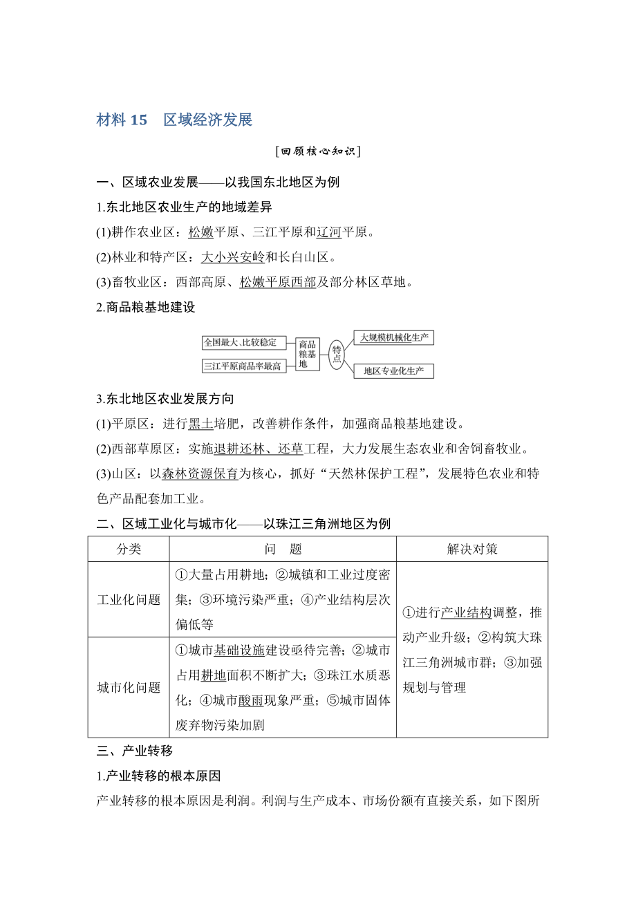 地理創(chuàng)新設(shè)計(jì)二輪專題復(fù)習(xí)全國通用文檔：第四部分 考前靜悟材料 材料15 Word版含答案_第1頁