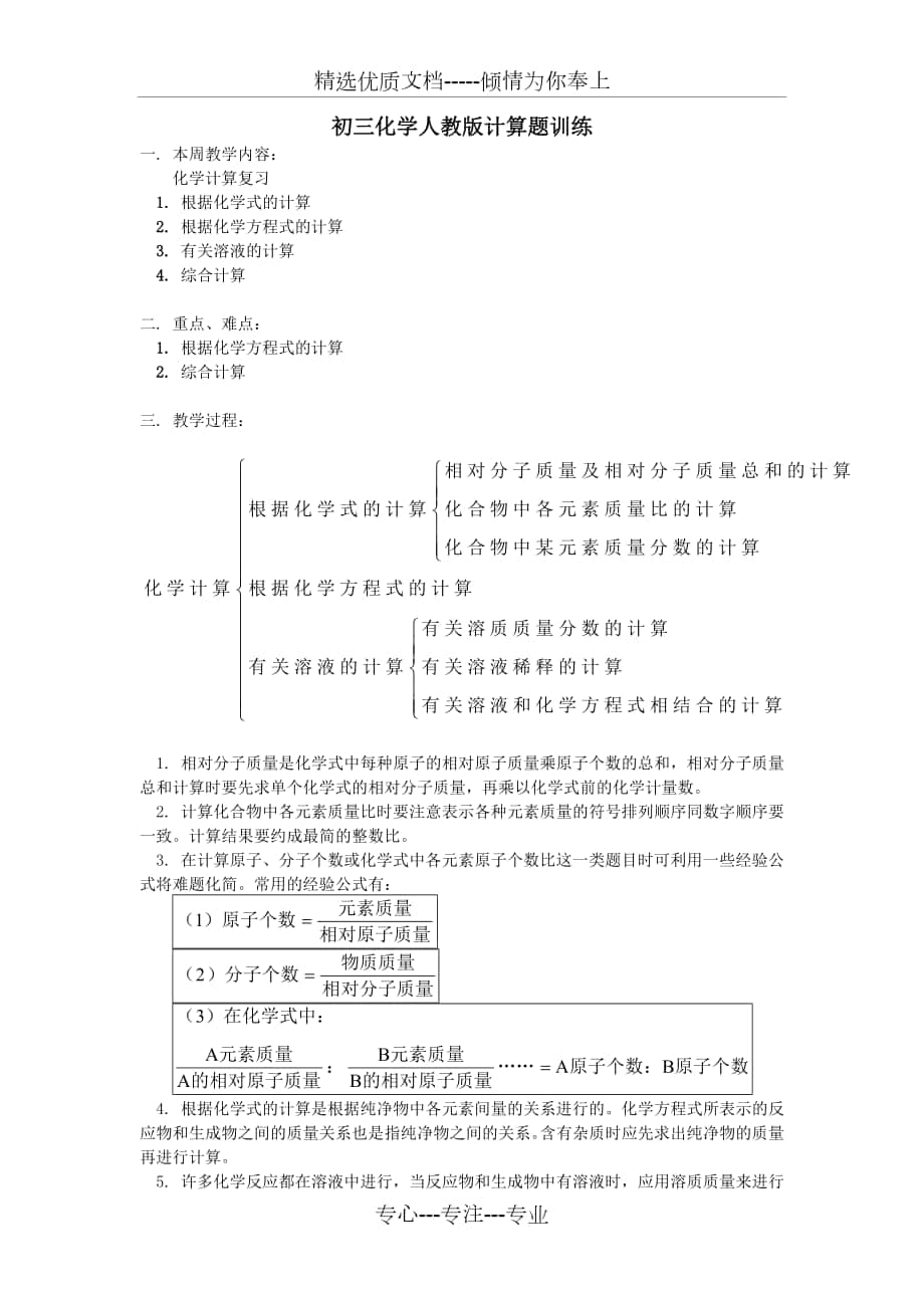 初三化學(xué)人教版計算題訓(xùn)練_第1頁