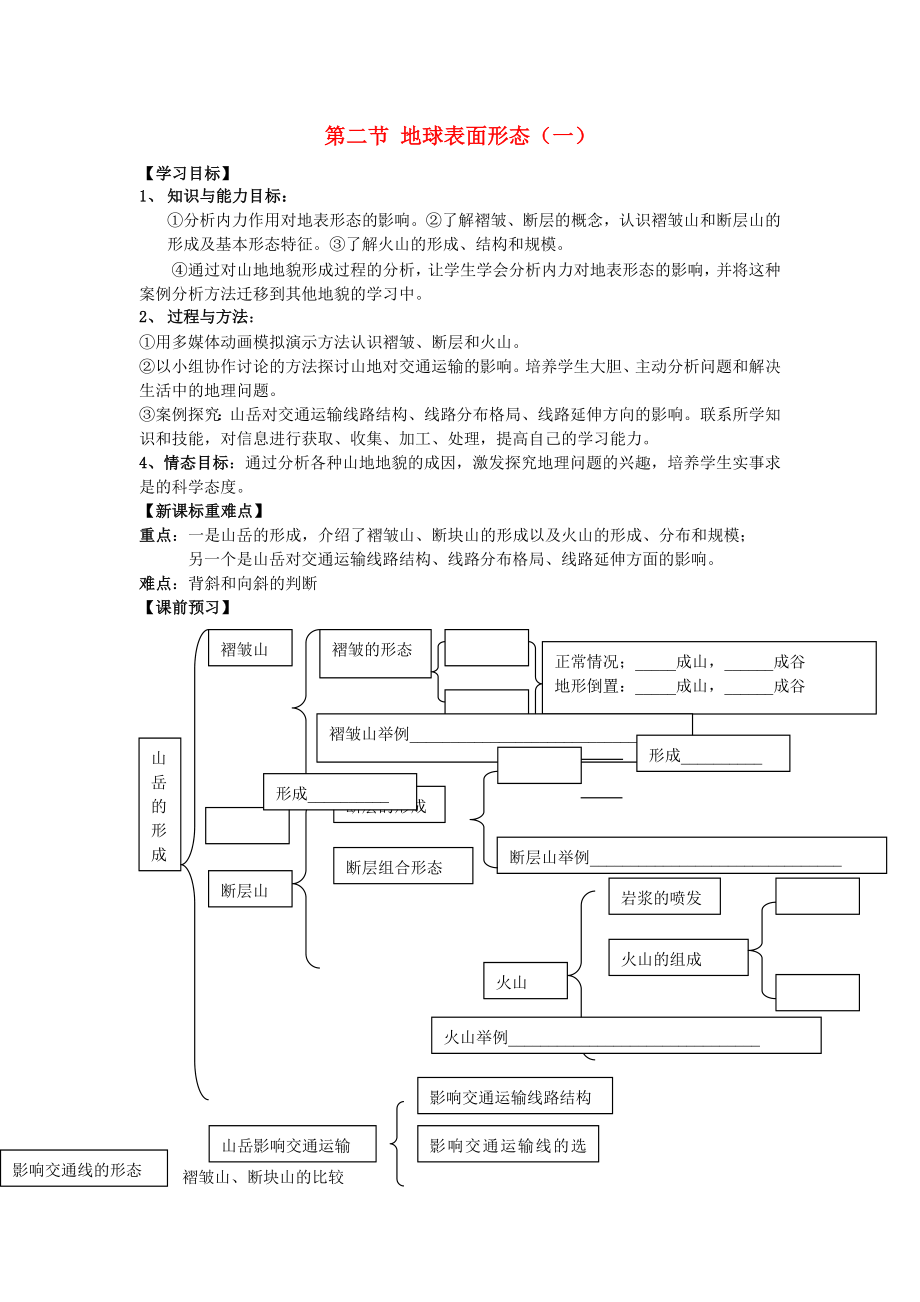 省鶴崗一中高中地理 第二章 第二節(jié) 地球表面形態(tài)學(xué)案 湘教版必修1_第1頁(yè)