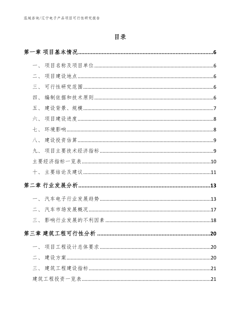辽宁电子产品项目可行性研究报告_范文_第1页