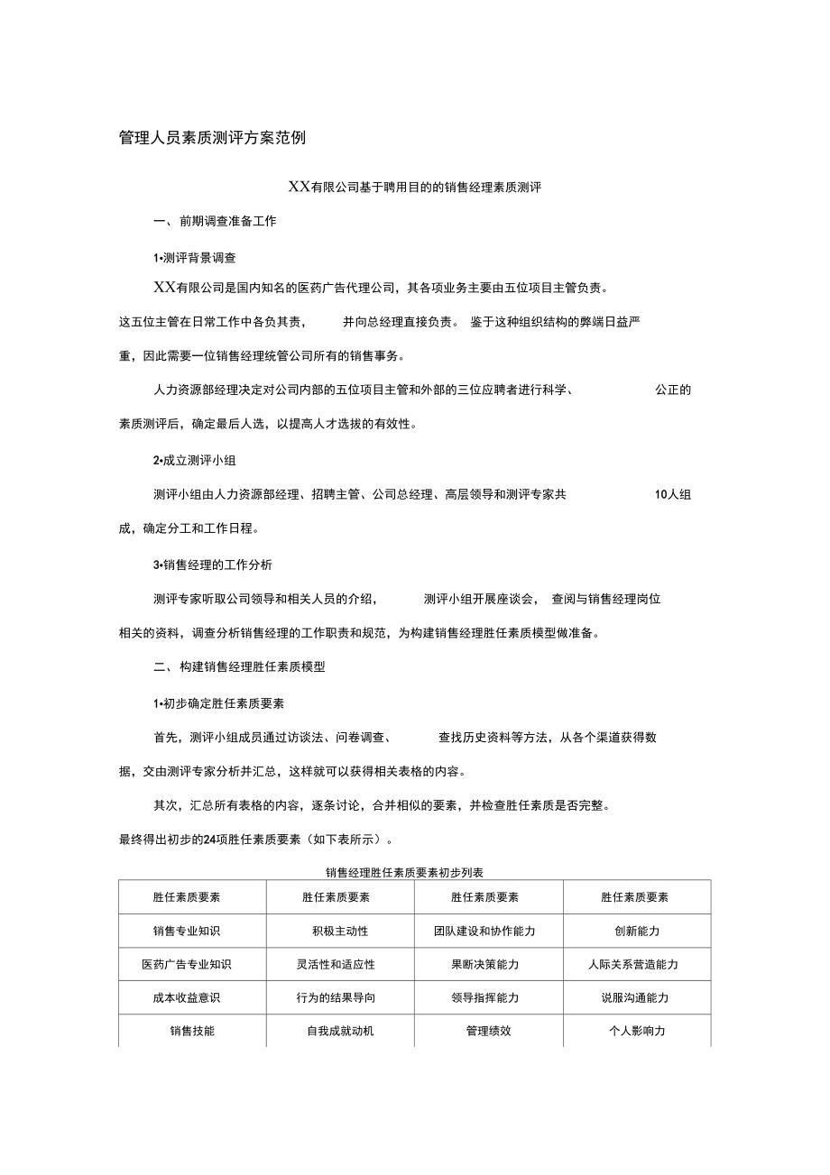 管理人员素质测评方案范例1_第1页