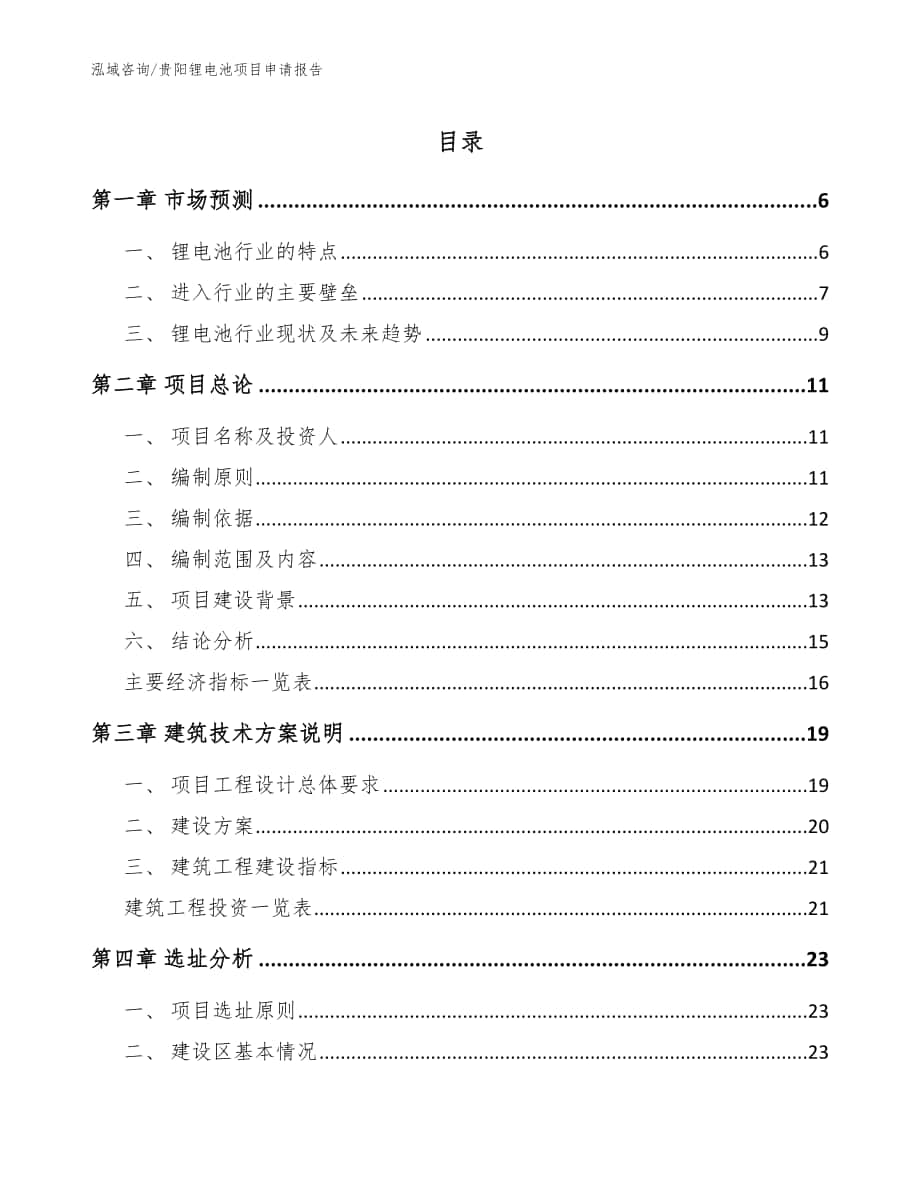 贵阳锂电池项目申请报告_参考范文_第1页