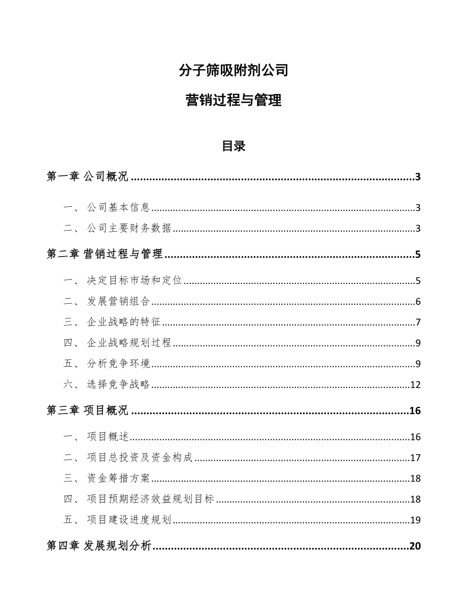 分子筛吸附剂公司营销过程与管理_第1页