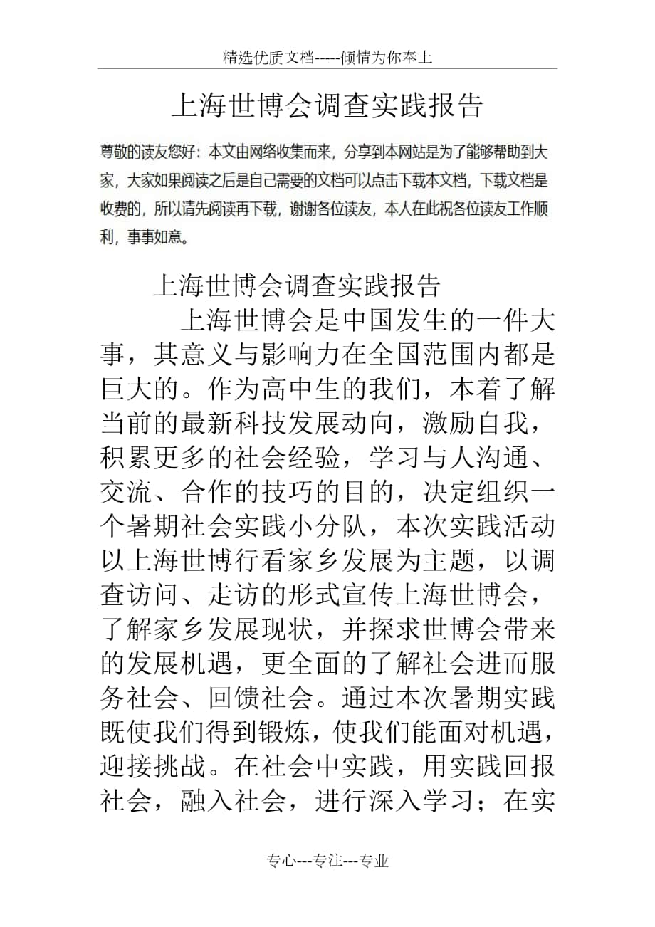 上海世博会调查实践报告_第1页