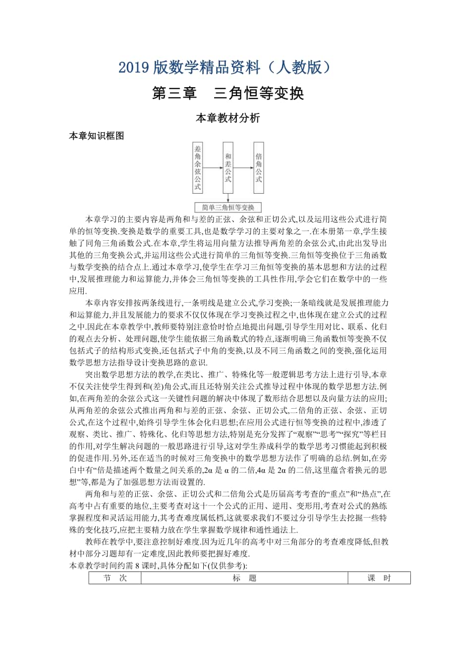 人教A版数学必修四教案：3.1.1两角差的余弦公式_第1页