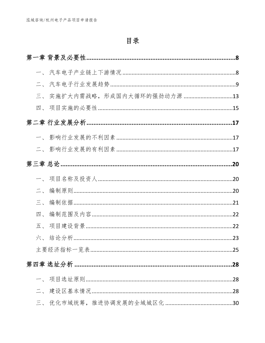 杭州电子产品项目申请报告（模板范文）_第1页