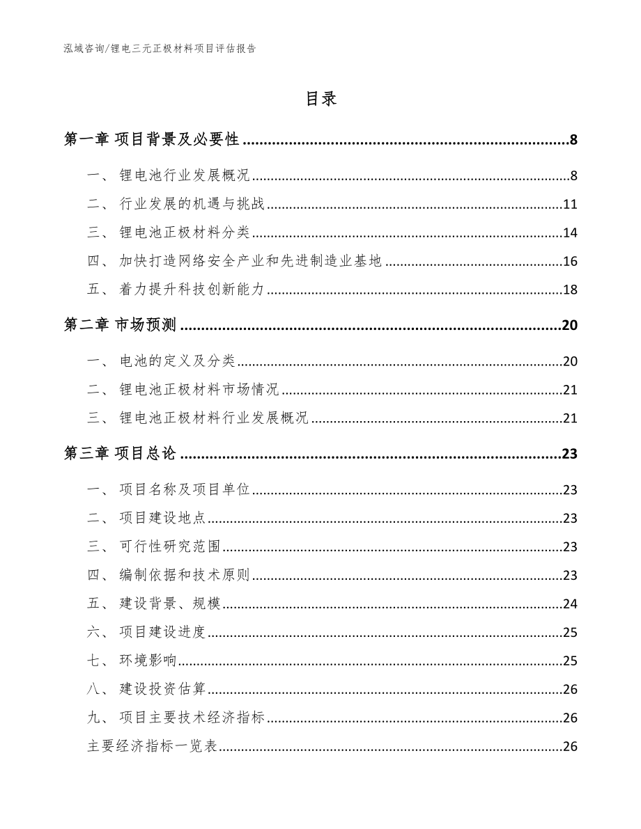 锂电三元正极材料项目评估报告（范文）_第1页
