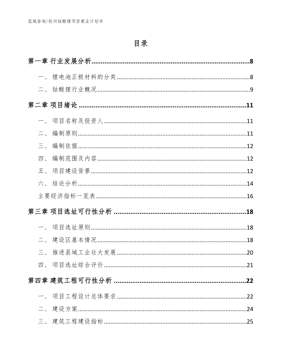 钦州钴酸锂项目商业计划书【模板范文】_第1页