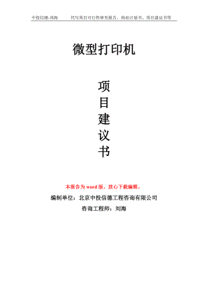 微型打印機項目建議書寫作模板