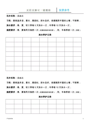 花卉澆水記錄【知識材料】