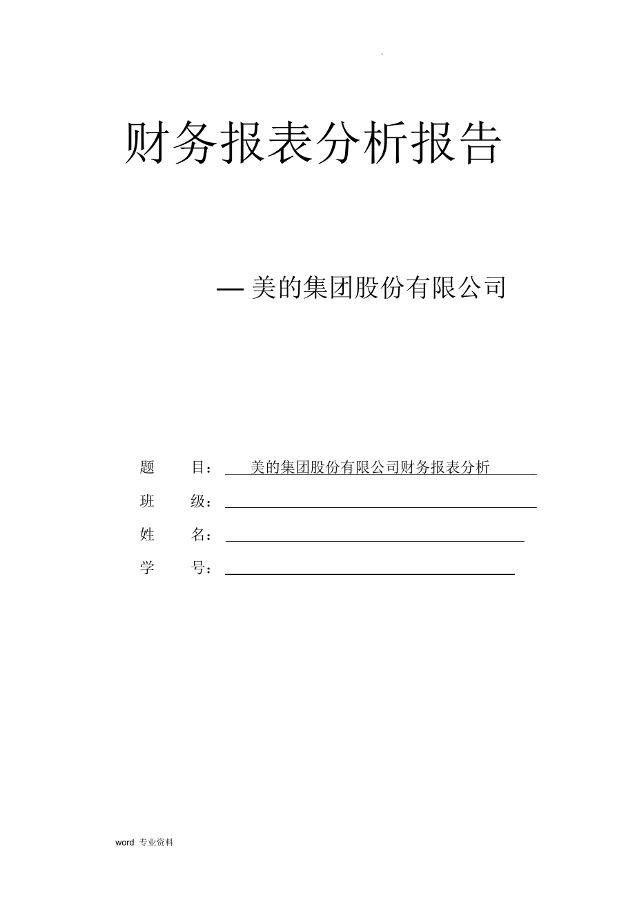 美的集团-财务报表分析报告_第1页