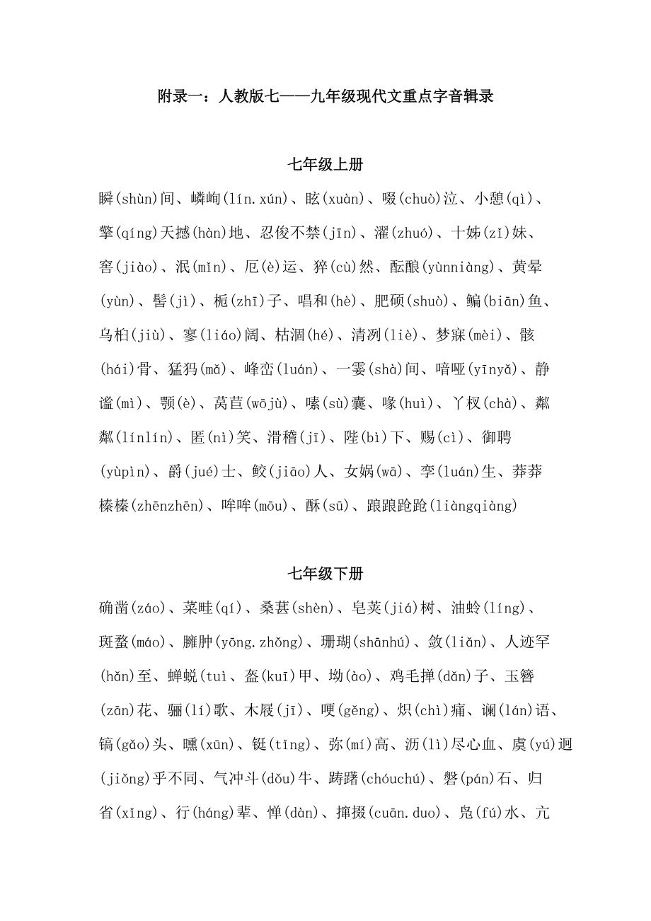 人教版初中语文汇总1：字形_第1页