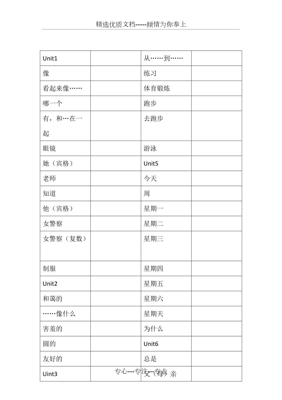 广州最新版四年级下册英语单词表默写_第1页
