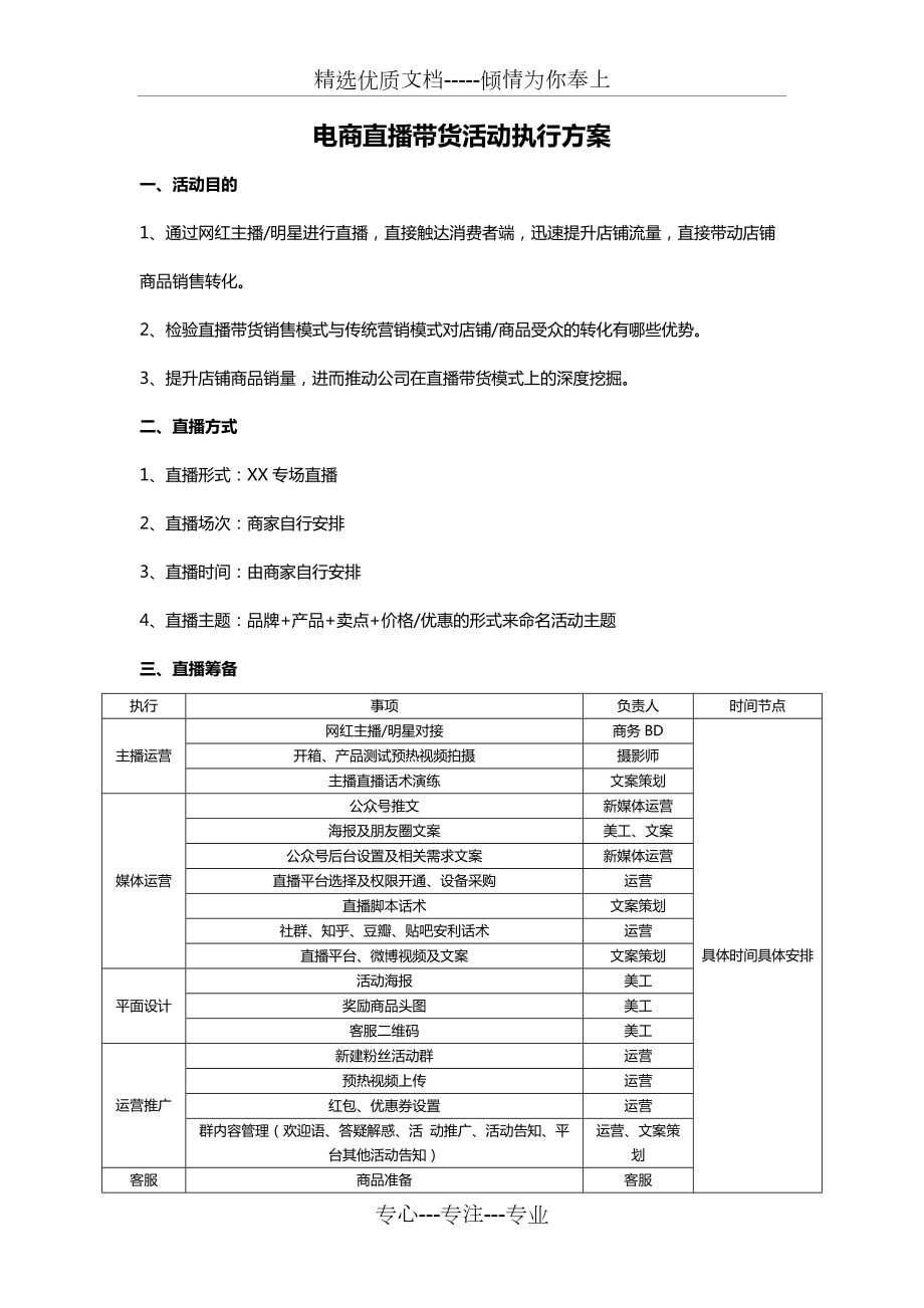 电商直播带货活动执行方案-网红直播卖货方案_第1页