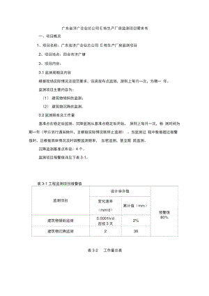 广东济广企业总公司E栋生产厂房监测项目需求书