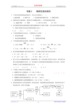 化學(xué)專題二《物質(zhì)性質(zhì)的探究》測試（蘇教版選修6）