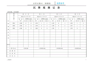 沉降觀測記錄表格1【材料特制】