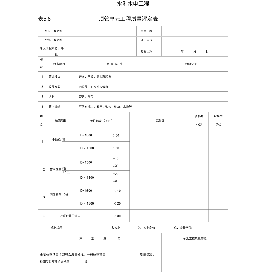 顶管质量评定表_第1页