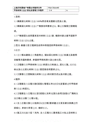 房地產(chǎn)企業(yè)管理 091 甲供材料（設(shè)備）采購(gòu)及管理工作程序