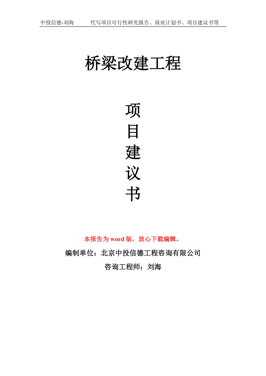 桥梁改建工程项目建议书写作模板_第1页