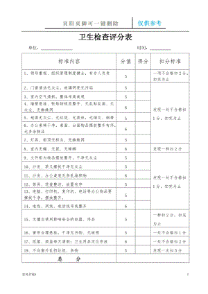 衛(wèi)生檢查評(píng)分表【參考內(nèi)容】